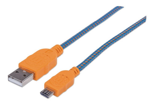 Cable Manhattan Usb 2.0 A - Micro Usb 1.0m Azul/naranja /vc Color Azul