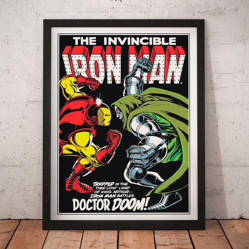 Cuadro Comics - Iron Man Vs Dr Doom - Vintage - Marvel