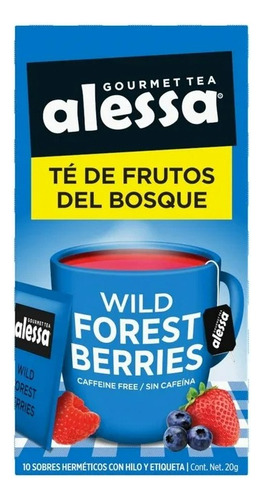 3 Pza Té Gourmet Alessa Frutos Del Bosque 10 Sobres De 2 G C
