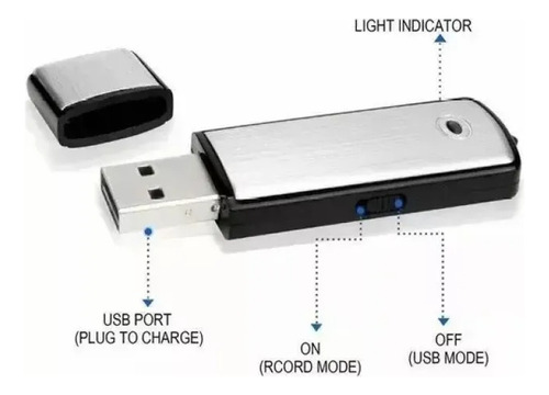 Mini Grabadora De Voz Espía Con Micrófono/usb 16gb 19horas