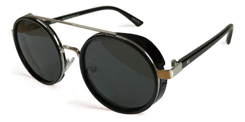 Anteojos de sol XL Extra Large XL 1760, color negro con marco de metal, varilla de policarbonato