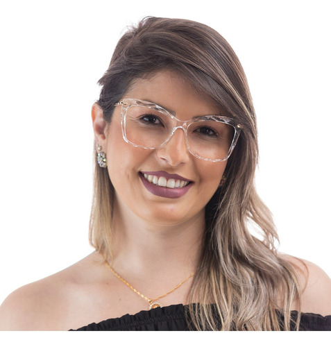 Armação Óculos Feminino Grande 3d Premium Imediato A15 Cor Transparente A15 Cristal