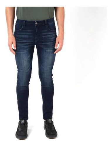 Jeans Skinny Tiro Medio Dark Blue React React Ellus