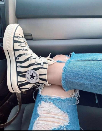 Tenis Zapatos En Bota Converse Para Mujer Plataforma Blancos