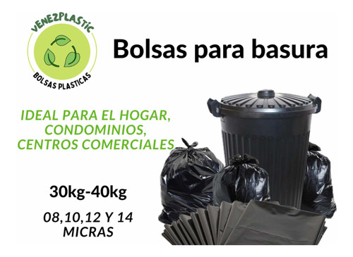 Bolsas Plásticas Basura Negras 40kg