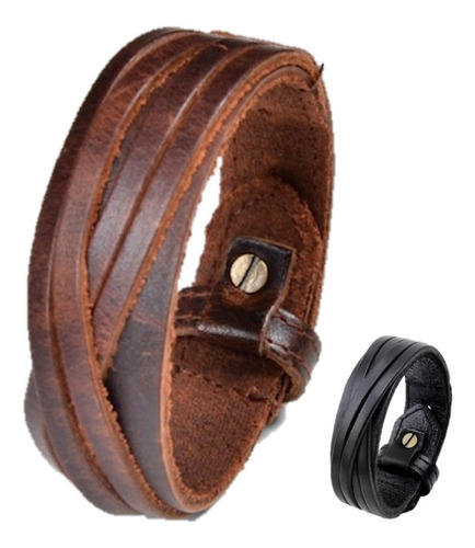 Pulseira Bracelete Masculino Tribal Couro Legítimo Country