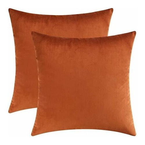 Fundas De Almohadas 2 Unidades De Terciopelo,naranja Quemado