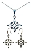 Comprar Juego Nudo Bruja Cadena Fígaro 3x1 + Aretes + Dije Plata 925