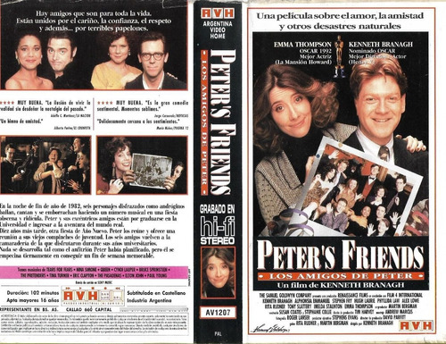 Peter's Friends Vhs Emma Thompson Kenneth Branagh Hug Laurie