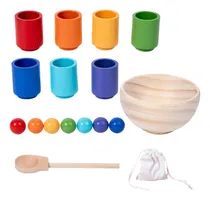 Comprar Montessori Toys Wooden Balls In Cups Color Sorting Colorful