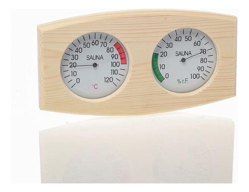 . 1x Termómetro De Sauna De Grano De Madera E Higrómetro