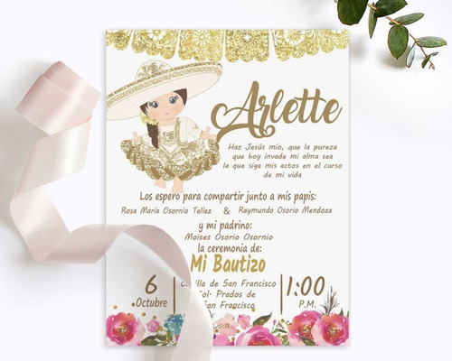 Invitaciones De Bautizo, Presentación, Charra Mexicana