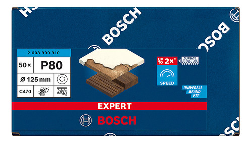 50 Hojas Lija Bosch C470 125mm G80 Cantidad de granos 6