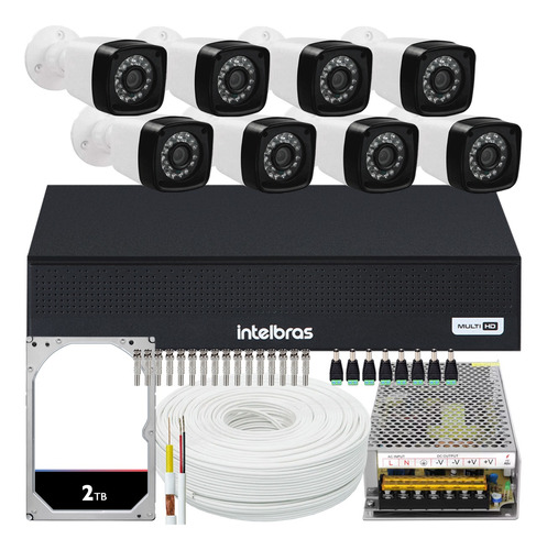 Kit 8 Cameras Seguranca 2 Mp Full Hd Dvr Intelbras 1008 2 Tb