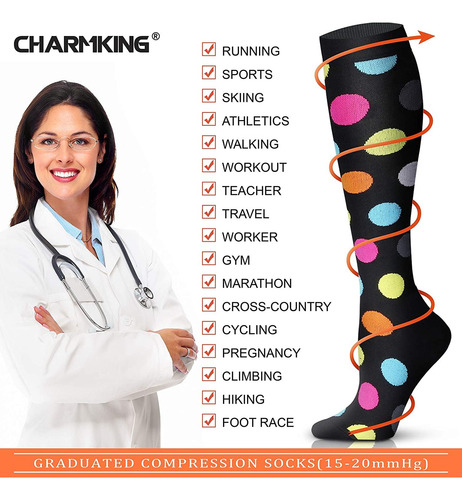 Medias De Compresión Unisex De 15-20mmhg Full Colors