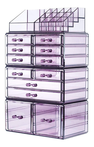 Organizador Maquillaje Joyas Readaeer Morado 12 Caj Y 16 Com