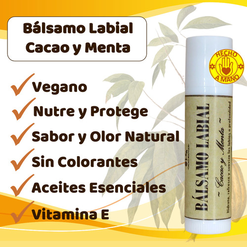 Bálsamo Labial Natural De Cacao Y Menta (3 Piezas De 5g)