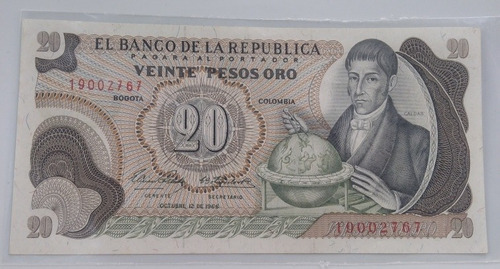 Billete De 20 Pesos, Primera Fecha, Año 1966, Estado 9.5 