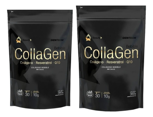 2 Colagenos Collagen Gentech 360 Grs C/u Q10 Vitamina C