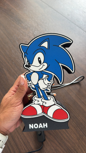 Luminária Do Sonic. Personagem Sonic, Luminária De Mesa. Azul Preto