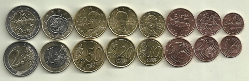 Serie De 7 Monedas De Euros De Grecia Sin Circular
