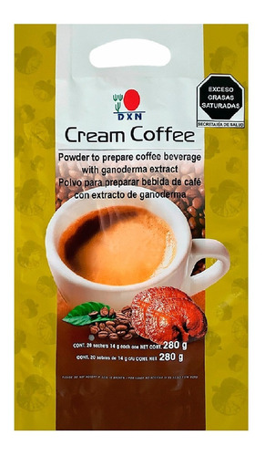 Café Cream Coffee Dxn Sin Azúcar Con Ganoderma 20 Sobres 14g