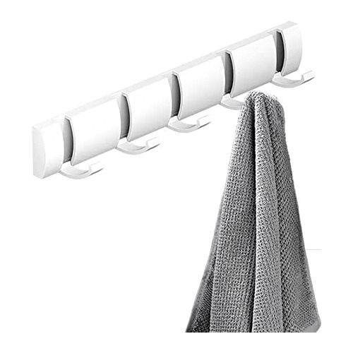 Coat Rack Wall Mounted With 5 Flip Hooks, Heavy Duty Al...