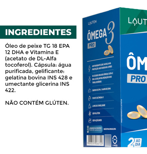 Omega 3 Pró Lauton Óleo Peixe Epa/dha 60cáp