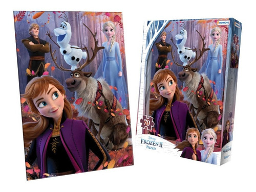 Imagen 1 de 3 de Rompecabezas Puzzle 70 Piezas Pelicula Frozen 2 Elsa Anna Ed