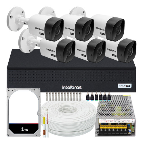 Kit Cftv Monitoramento 6 Cameras Intelbras 1120b 10a 1008 1t