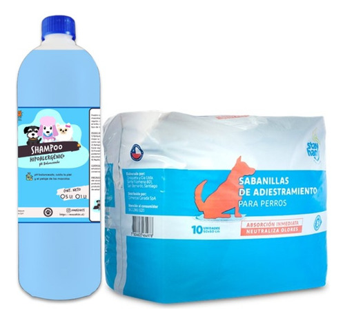 Kit Shampoo Perro Hipoalergenico 1lt  +sabanillas Absorbente
