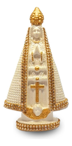 Santinha Nossa Senhora Perola Aparecida Delicada 15cm Cor Branca
