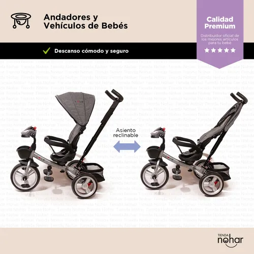 Triciclo Infantil Bebe Manija Direccional Capota Luz Musica