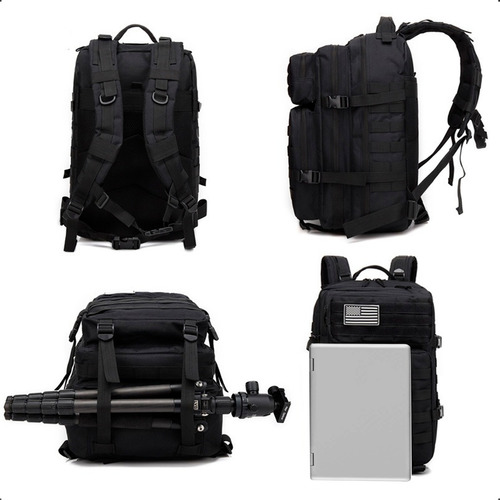 Mochila Tática Militar Recomendada Braba Qualidade Altíssima Desenho Do Tecido Preto