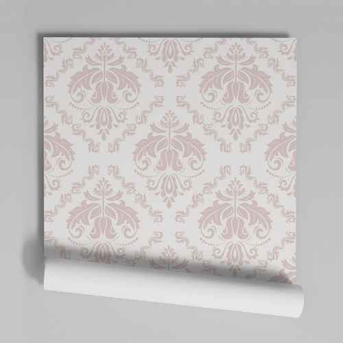 Papel De Parede Adesivo Damask Rosa Retrô Dk-11 - 14 Unids.