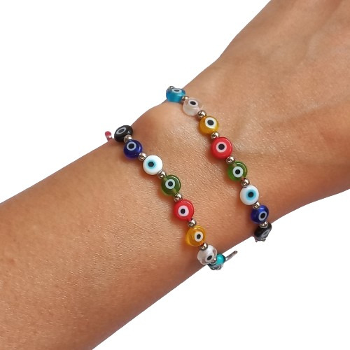 Pulsera Hilo Rojo Con Ojos Turcos