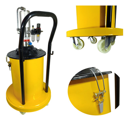 Propulsora Pneumática Portátil Para Graxa 20kg 50:1 Completa