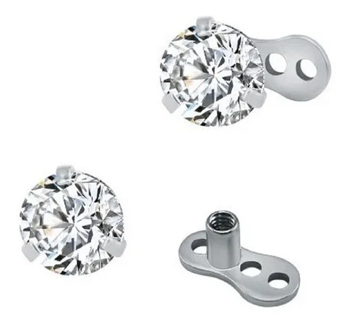 Piercing Microdermal Zirconia Pedra Cristal 3mm 4mm 5mm Aço