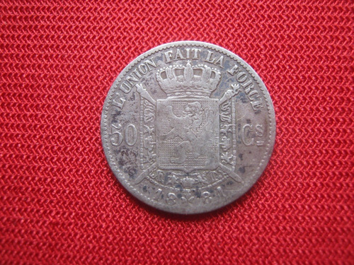 Bélgica 50 Céntimos 1881 Plata 