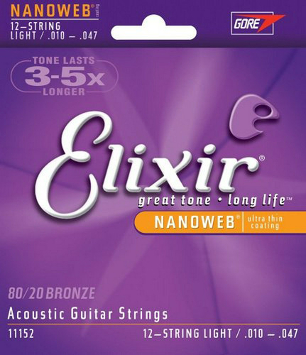 Cuerdas De Guitarra Acústica Elixir Nanoweb 12-string.