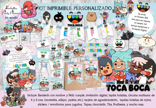 Kit Imprimible Candy Bar Toca Boca Toca Life Personalizado