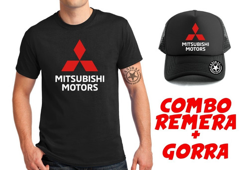 Combo Gorra Y Remera Mitsubishi Remeras Estampadas Canibal