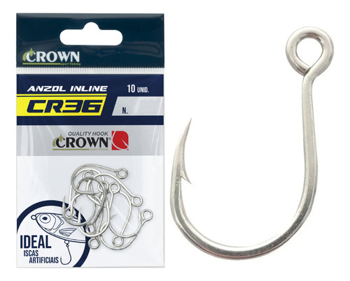 Anzol Crown In Line Cr36 Para Iscas Artificiais N° 06 10und