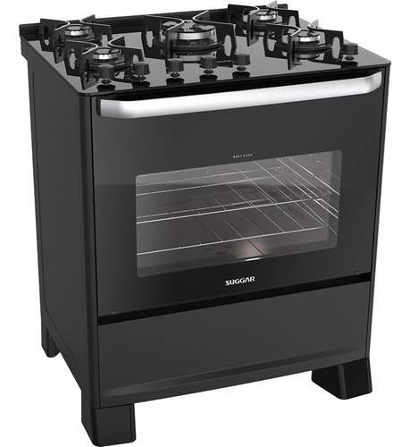 Fogão Best Grill Mesa De Vidro 5 Queimadores Cor Preto 220v