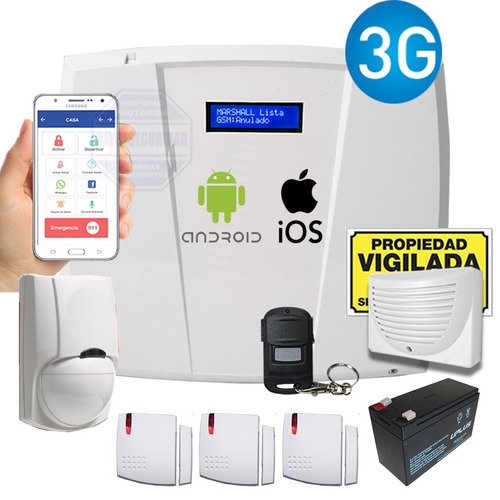 Alarma Domiciliaria Inalambrica Cableada Gsm Marshall 3g A7