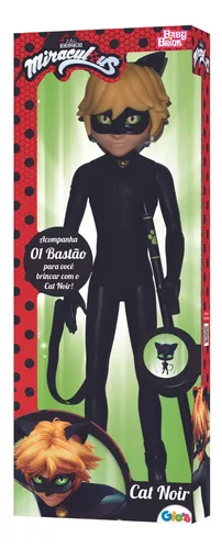 Boneco Miraculous Cat Noir Articulado Grande 56cm + Brinde