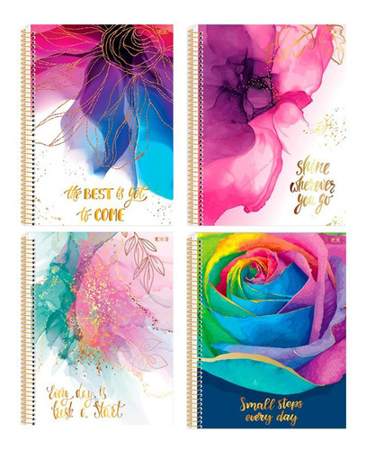 Caderno Unv Espiral Capa Dura Mulher Flores 160f 10mat