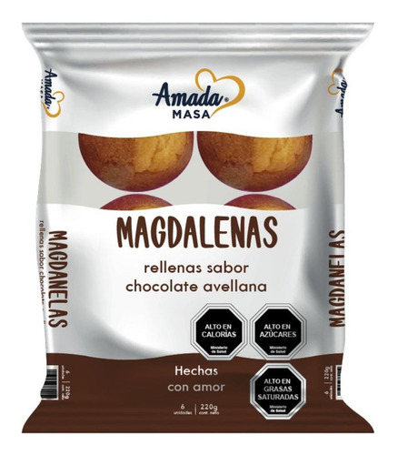 Magdalenas Amada Masa Choco Y Avellana 220gr(3 Unidad)-super
