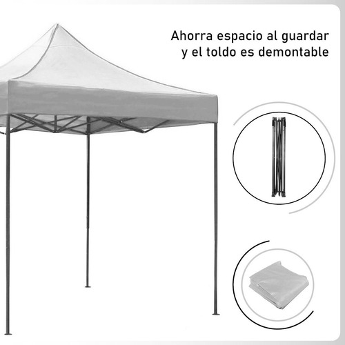 Imagen 7 de 10 de Toldo Plegable 3x6 Impermeable Retractil Azul Metalico