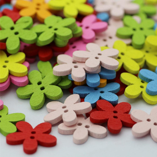 100pc Colorful Flower Flatback Botones De 2 Agujeros Craft